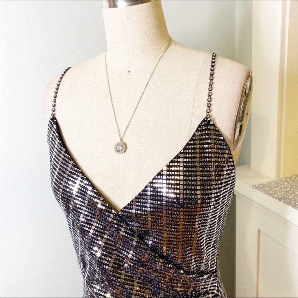 NWT Silver Sequin Mini Dress Sexy Bling Party Dress Medium - Picture 4 of 12